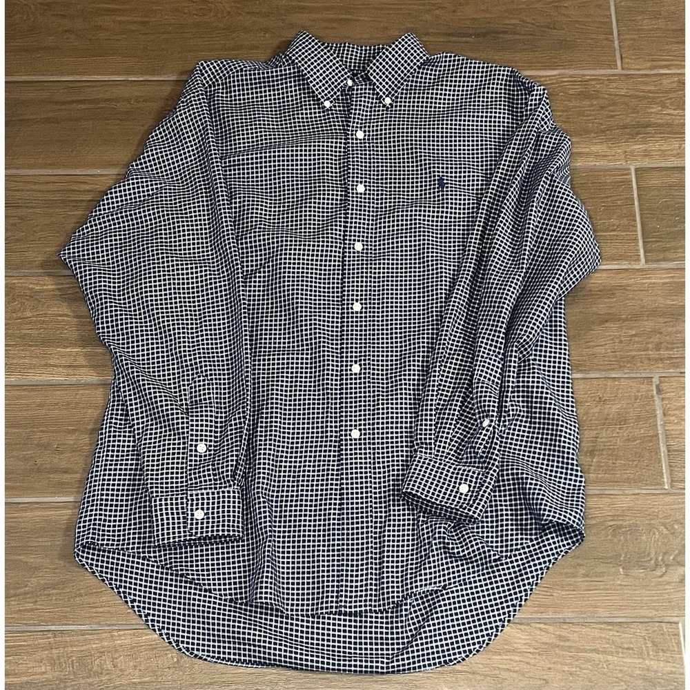 Ralph Lauren Men's Shirt Large Long Sleeve Button Front Blake Blue Checks